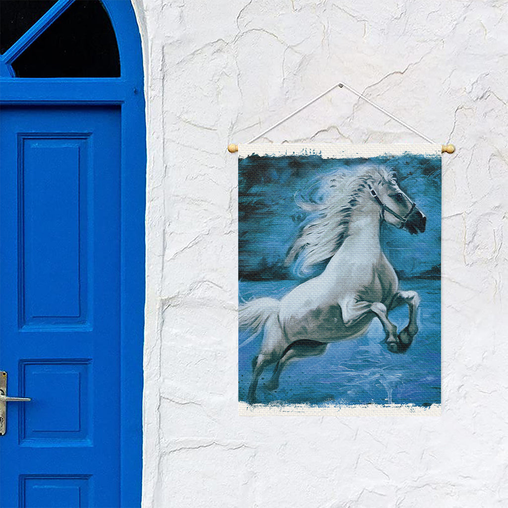 White Horse Painting Print Garden Flag