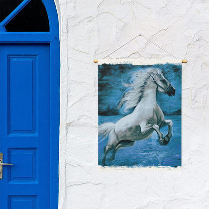 White Horse Painting Print Garden Flag