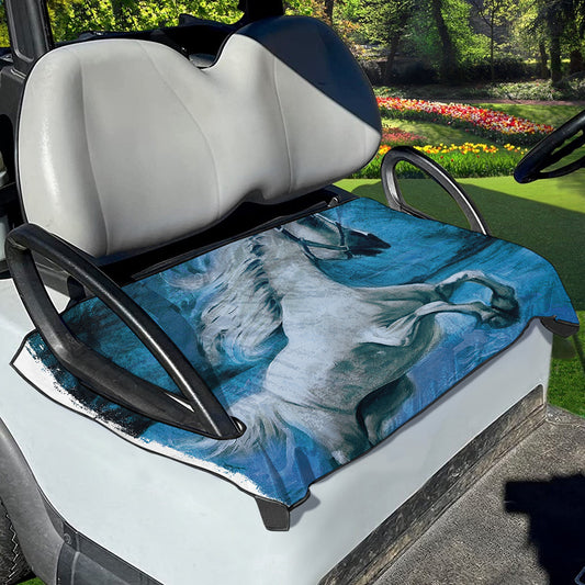 White Horse Painting Print Golf Cart Seat Cover