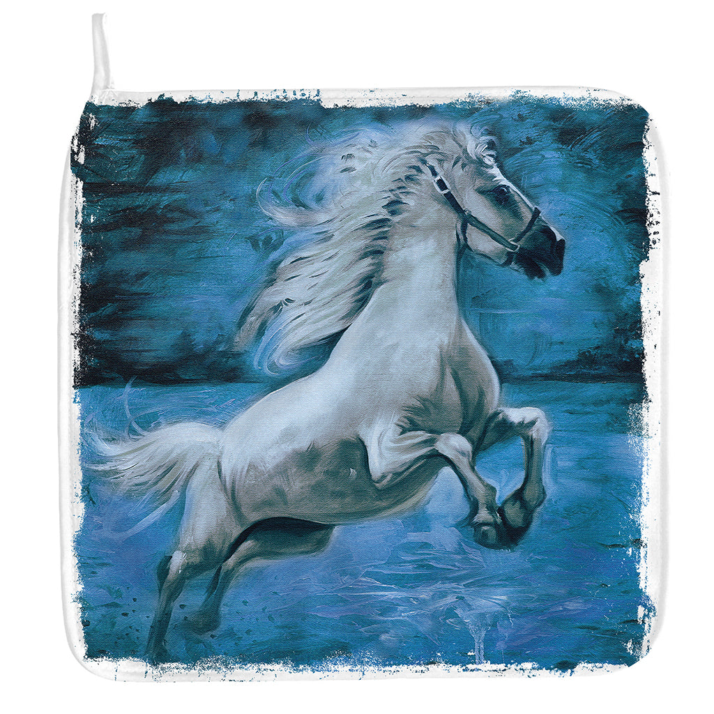 White Horse Painting Print Hand Towel