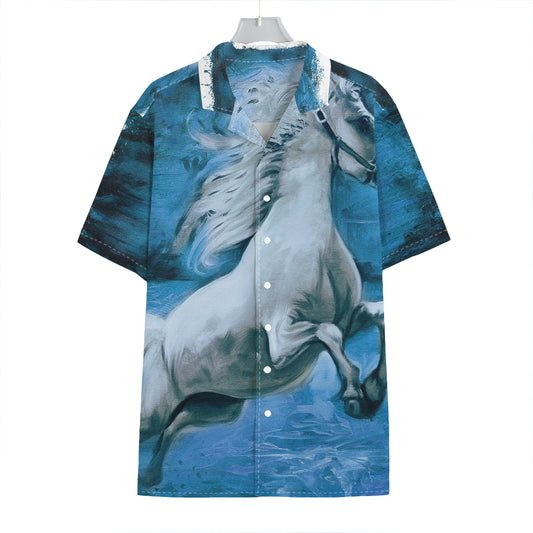 White Horse Painting Print Hawaiian Shirt