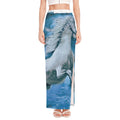 White Horse Painting Print High Slit Maxi Skirt