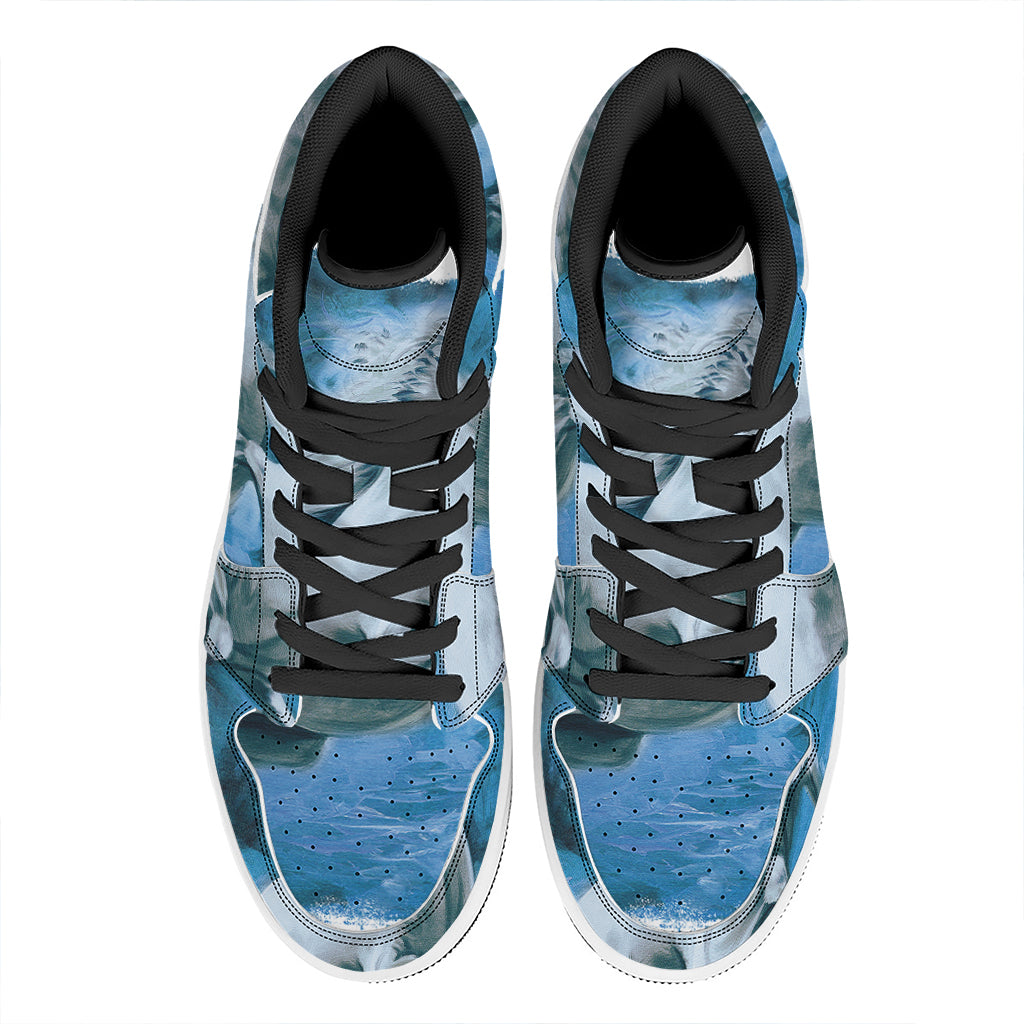 White Horse Painting Print High Top Leather Sneakers