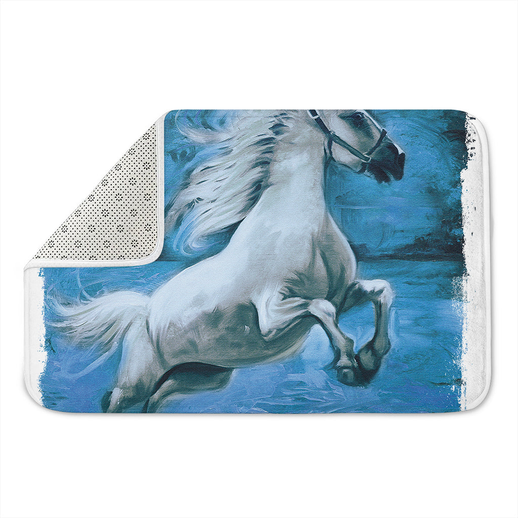 White Horse Painting Print Indoor Door Mat