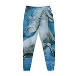 White Horse Painting Print Jogger Pants