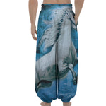 White Horse Painting Print Lantern Pants