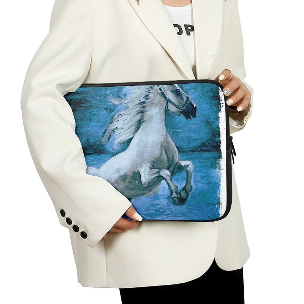 White Horse Painting Print Laptop Sleeve