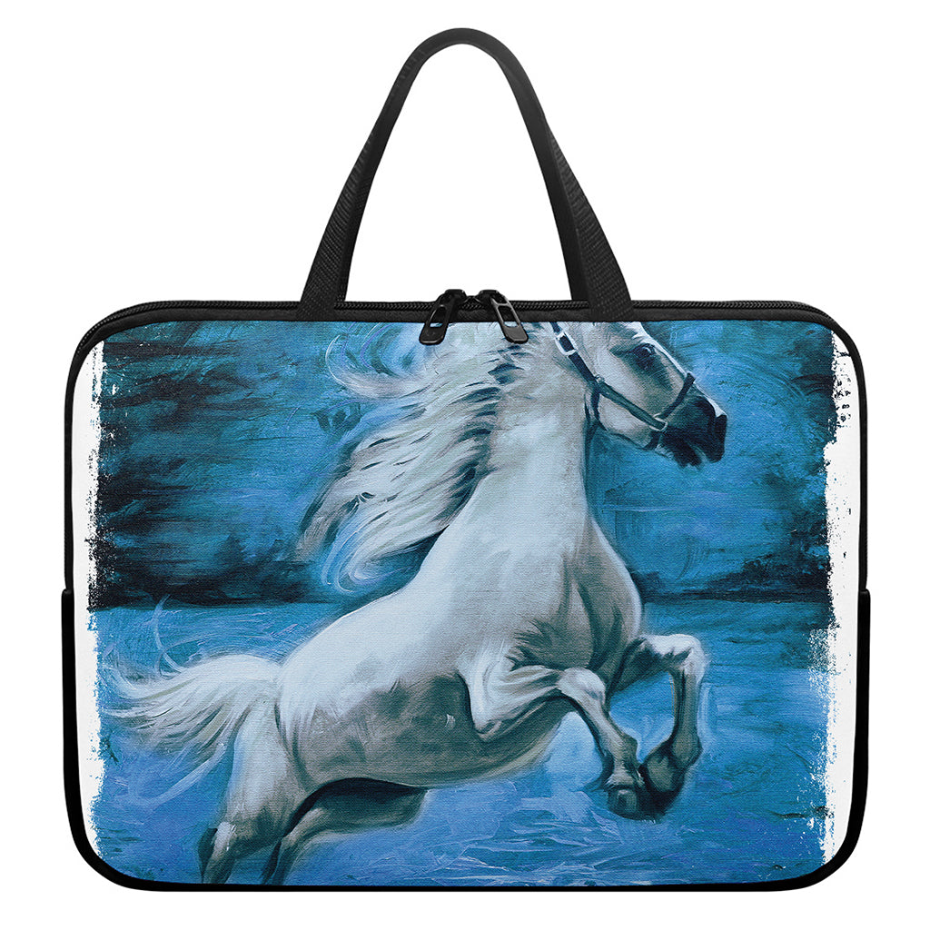 White Horse Painting Print Laptop Sleeve With Handle