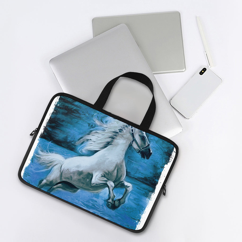 White Horse Painting Print Laptop Sleeve With Handle