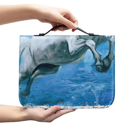 White Horse Painting Print Leather Bible Cover
