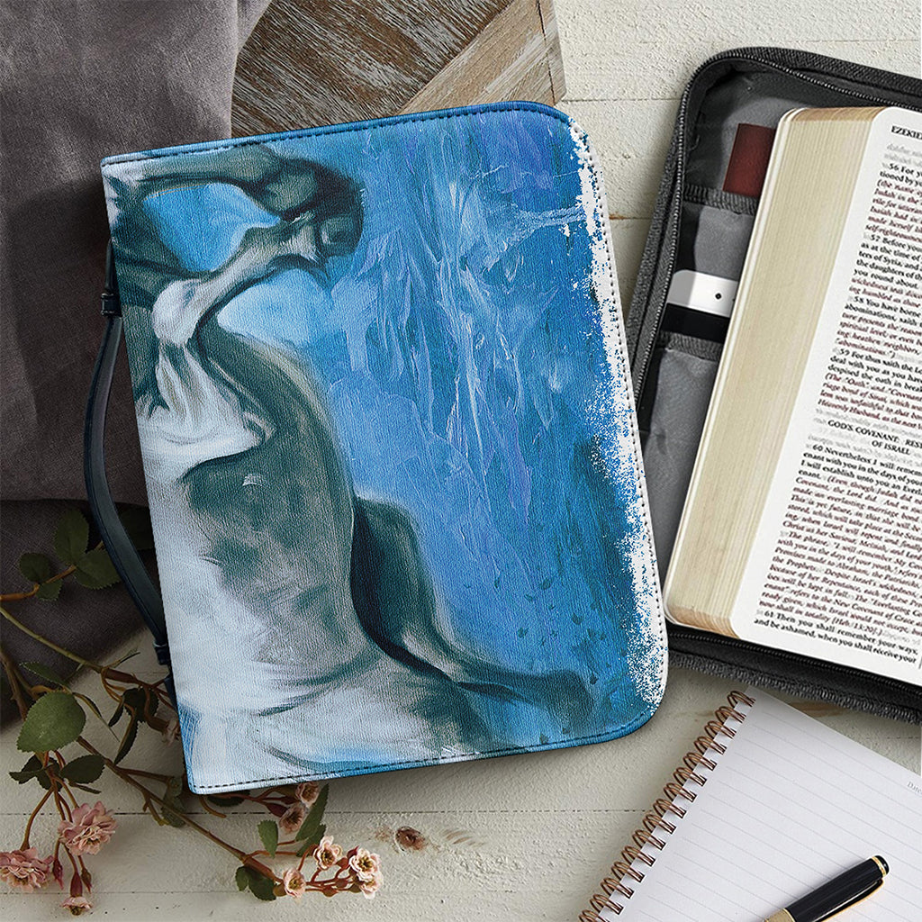 White Horse Painting Print Leather Bible Cover