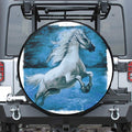 White Horse Painting Print Leather Spare Tire Cover
