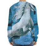 White Horse Painting Print Long Sleeve Baseball Jersey