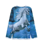 White Horse Painting Print Long Sleeve Short Coat