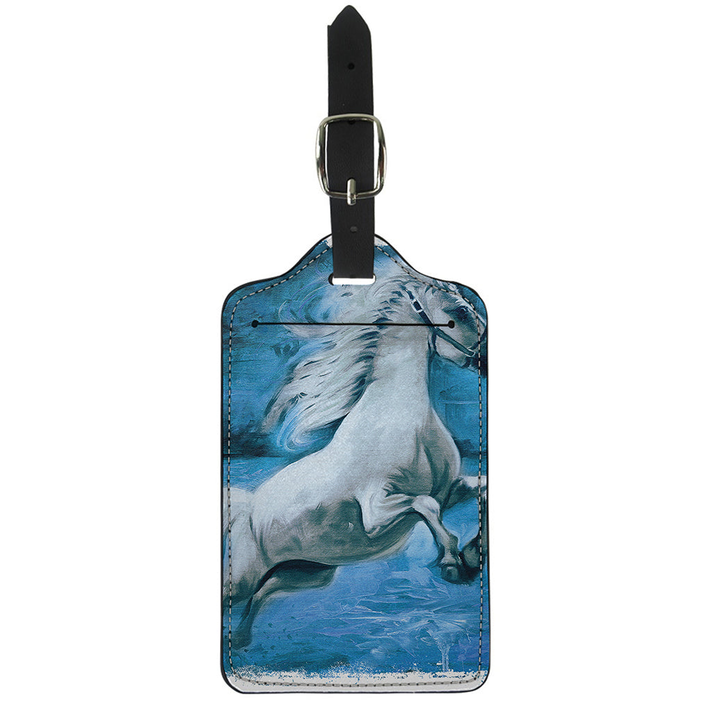 White Horse Painting Print Luggage Tag