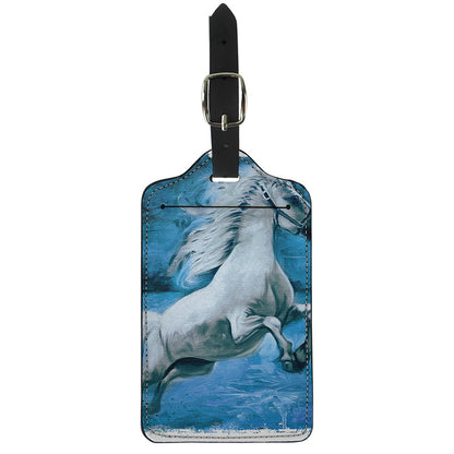 White Horse Painting Print Luggage Tag