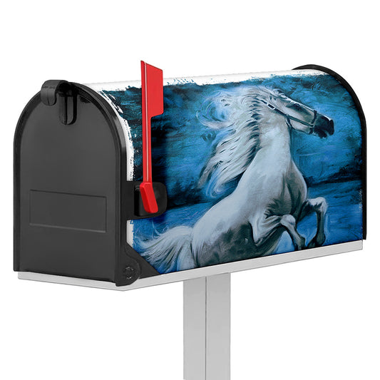 White Horse Painting Print Mailbox Cover