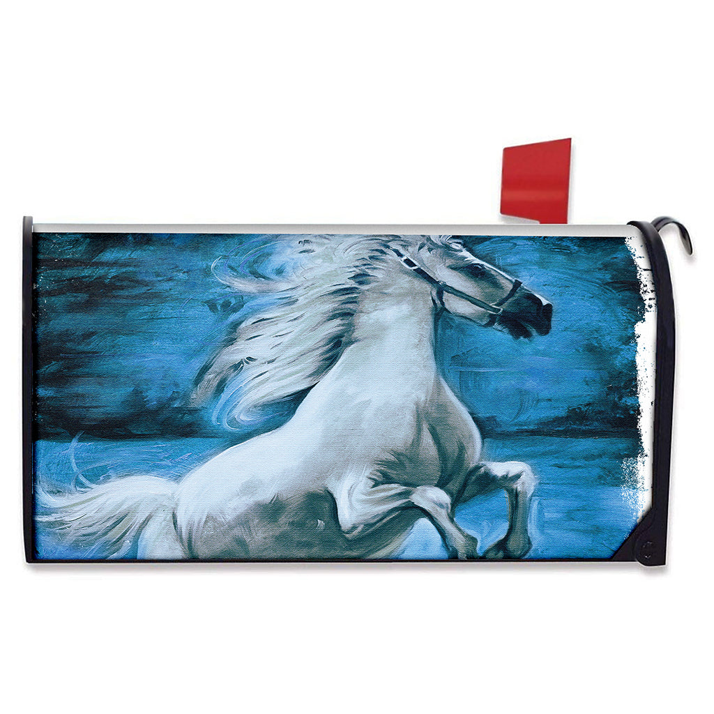 White Horse Painting Print Mailbox Cover