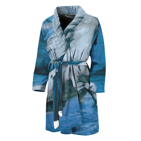 White Horse Painting Print Men's Bathrobe