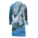 White Horse Painting Print Men's Bathrobe