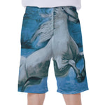 White Horse Painting Print Men's Beach Shorts