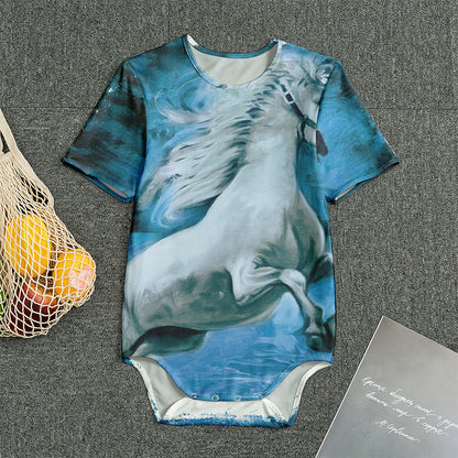 White Horse Painting Print Men's Bodysuit