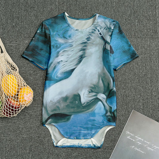 White Horse Painting Print Men's Bodysuit