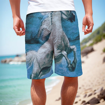 White Horse Painting Print Men's Cargo Shorts