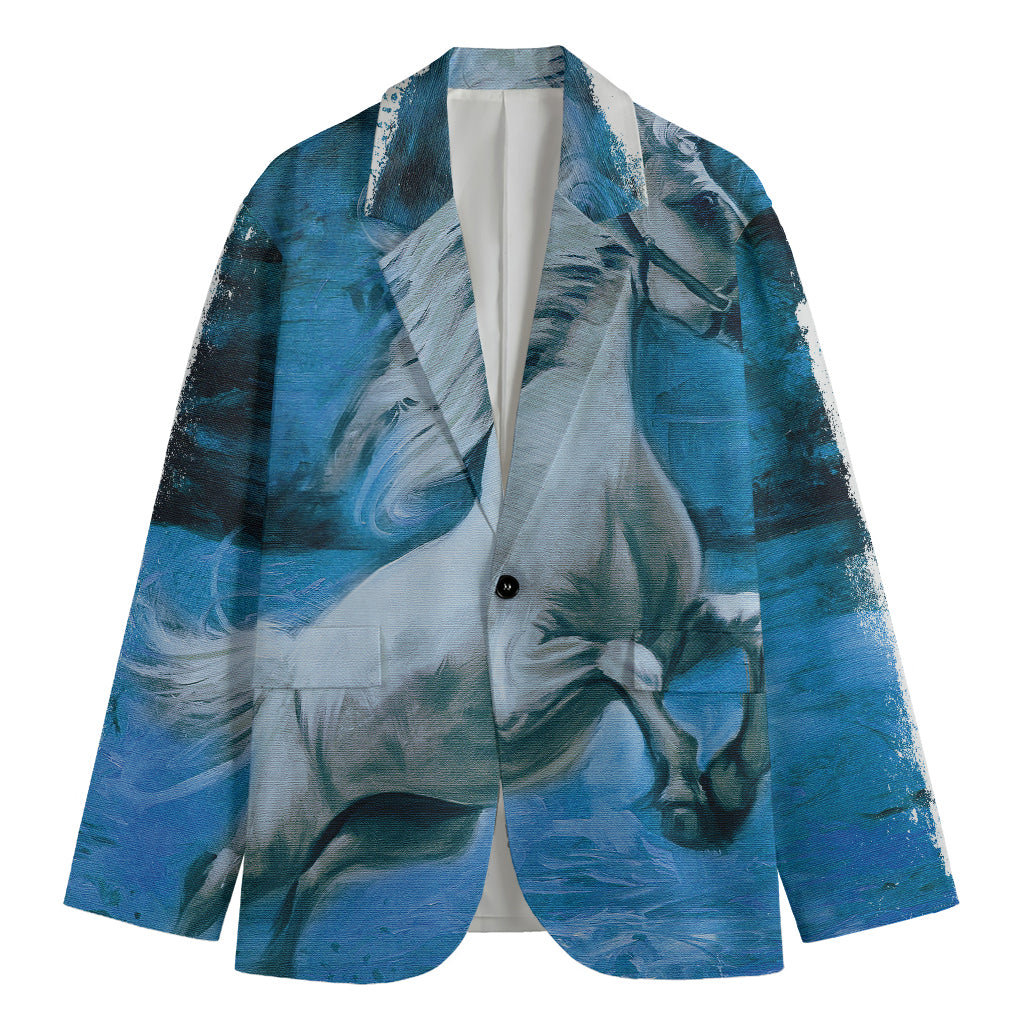 White Horse Painting Print Men's Cotton Blazer