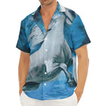 White Horse Painting Print Men's Deep V-Neck Shirt