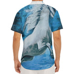 White Horse Painting Print Men's Deep V-Neck Shirt