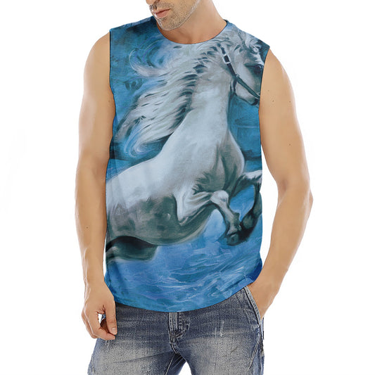 White Horse Painting Print Men's Fitness Tank Top