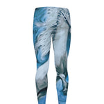 White Horse Painting Print Men's leggings