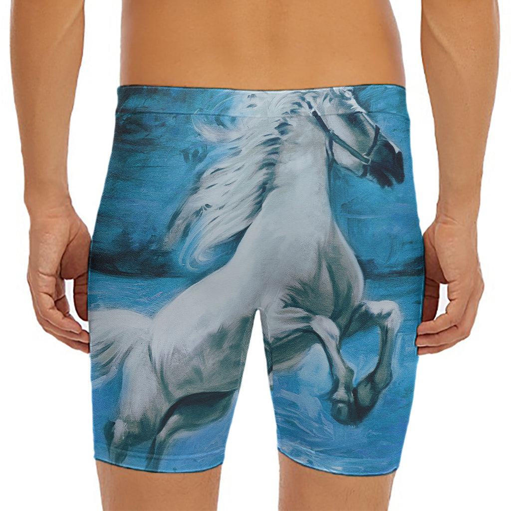 White Horse Painting Print Men's Long Boxer Briefs