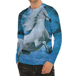 White Horse Painting Print Men's Long Sleeve Rash Guard