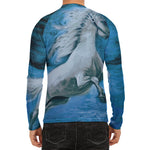 White Horse Painting Print Men's Long Sleeve Rash Guard