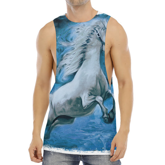 White Horse Painting Print Men's Muscle Tank Top