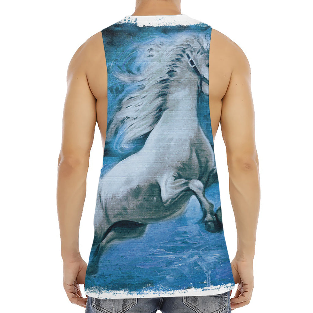 White Horse Painting Print Men's Muscle Tank Top