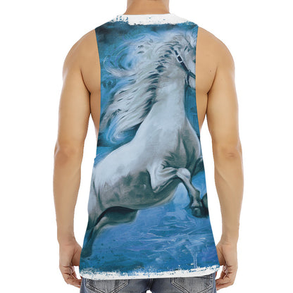 White Horse Painting Print Men's Muscle Tank Top