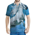 White Horse Painting Print Men's Polo Shirt