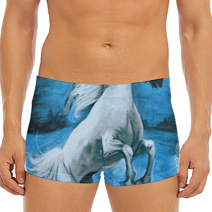 White Horse Painting Print Men's Short Boxer Briefs