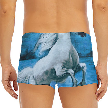 White Horse Painting Print Men's Short Boxer Briefs