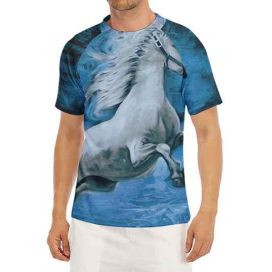 White Horse Painting Print Men's Short Sleeve Rash Guard