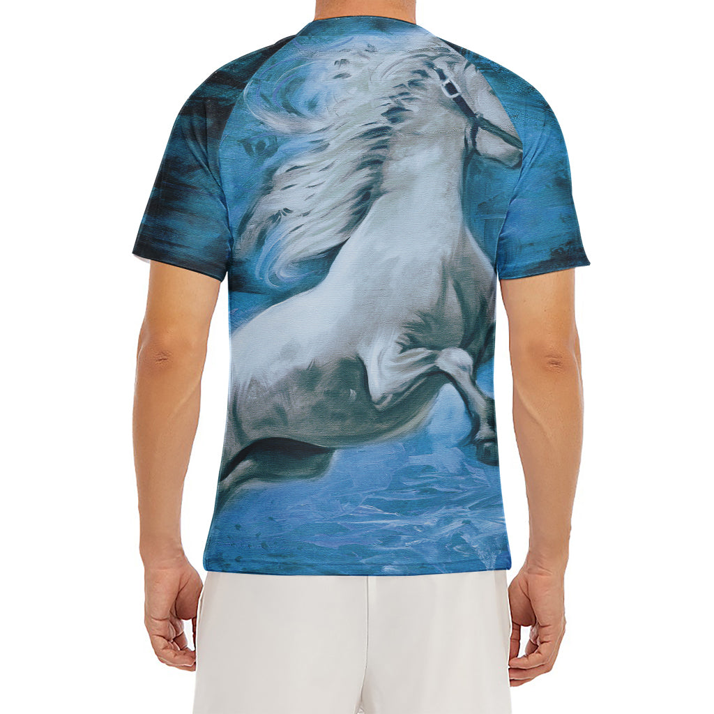White Horse Painting Print Men's Short Sleeve Rash Guard