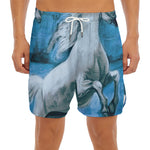 White Horse Painting Print Men's Split Running Shorts