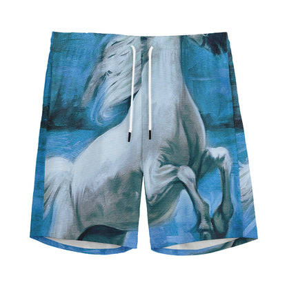 White Horse Painting Print Men's Sports Shorts
