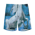 White Horse Painting Print Men's Sports Shorts