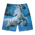 White Horse Painting Print Men's Swim Trunks