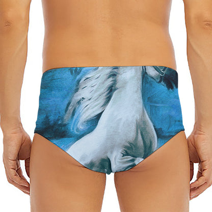 White Horse Painting Print Men's Triangle Swim Briefs