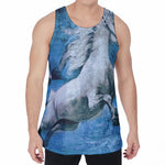 White Horse Painting Print Men's Velvet Tank Top
